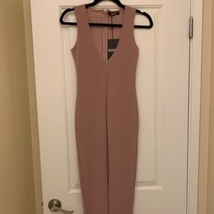 Pink Plunge Midi Dress